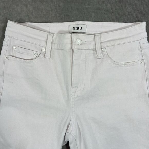 Pistola Womens Size 27 White Denim Distressed High Rise Straight Leg Jeans‎ - Picture 8 of 8